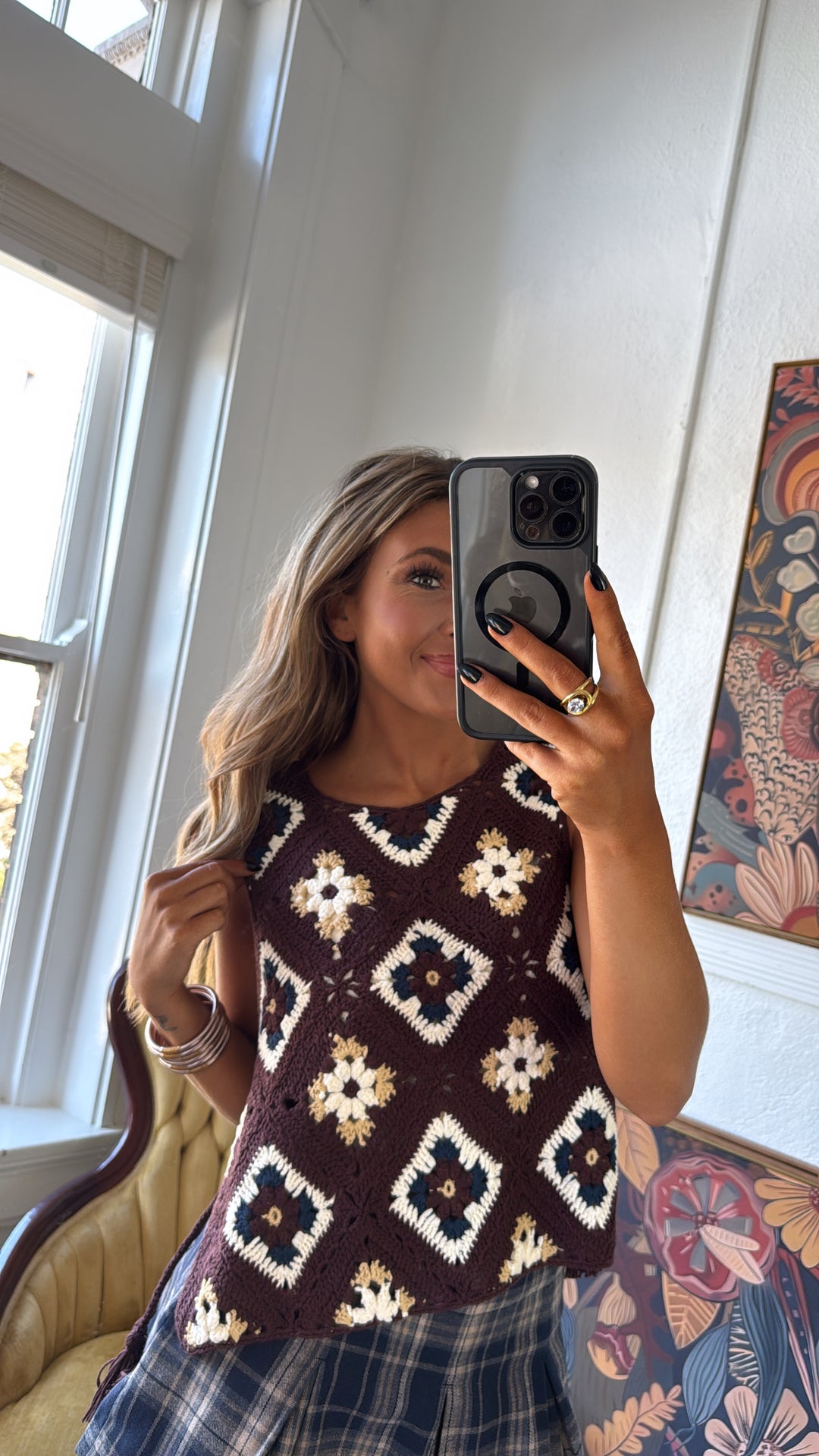 June Crochet Sweater Vest, Mocha