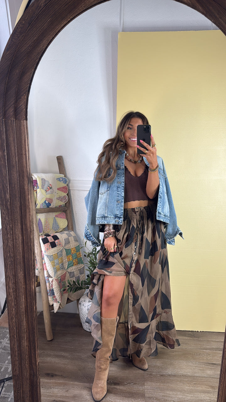 Harvest Fade Maxi Skirt, Olive