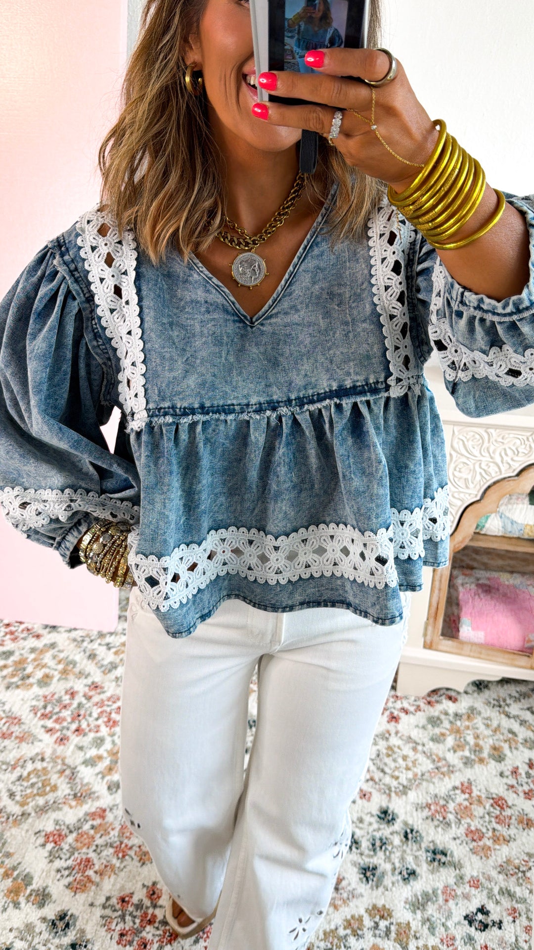 Ocean Stripe Blouse, Denim