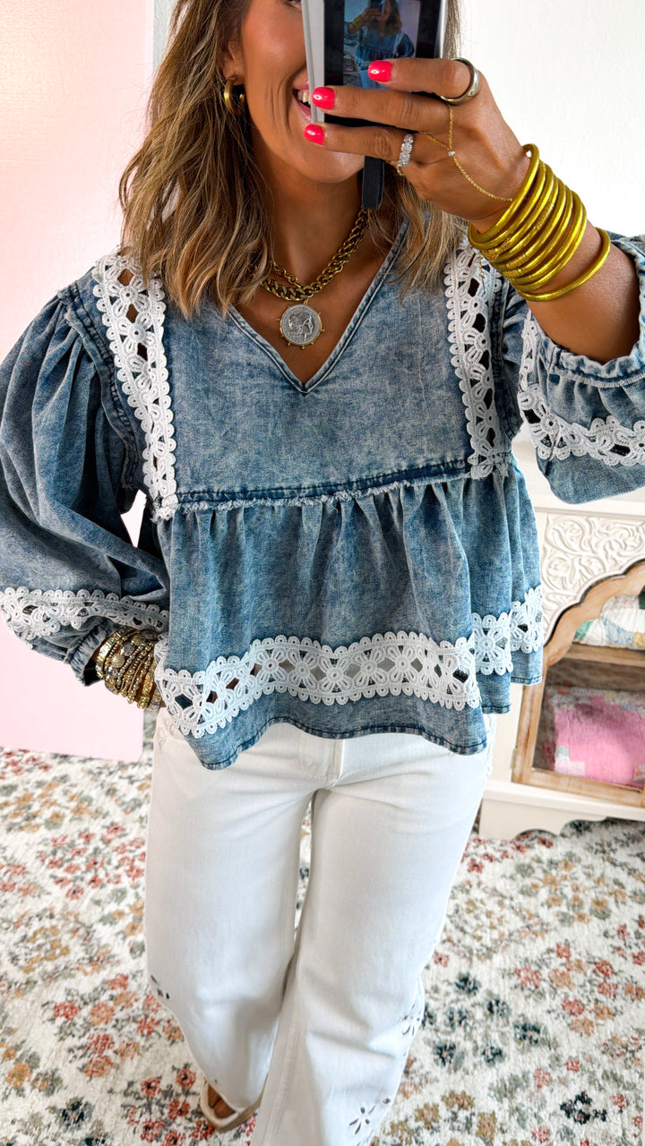 Ocean Stripe Blouse, Denim
