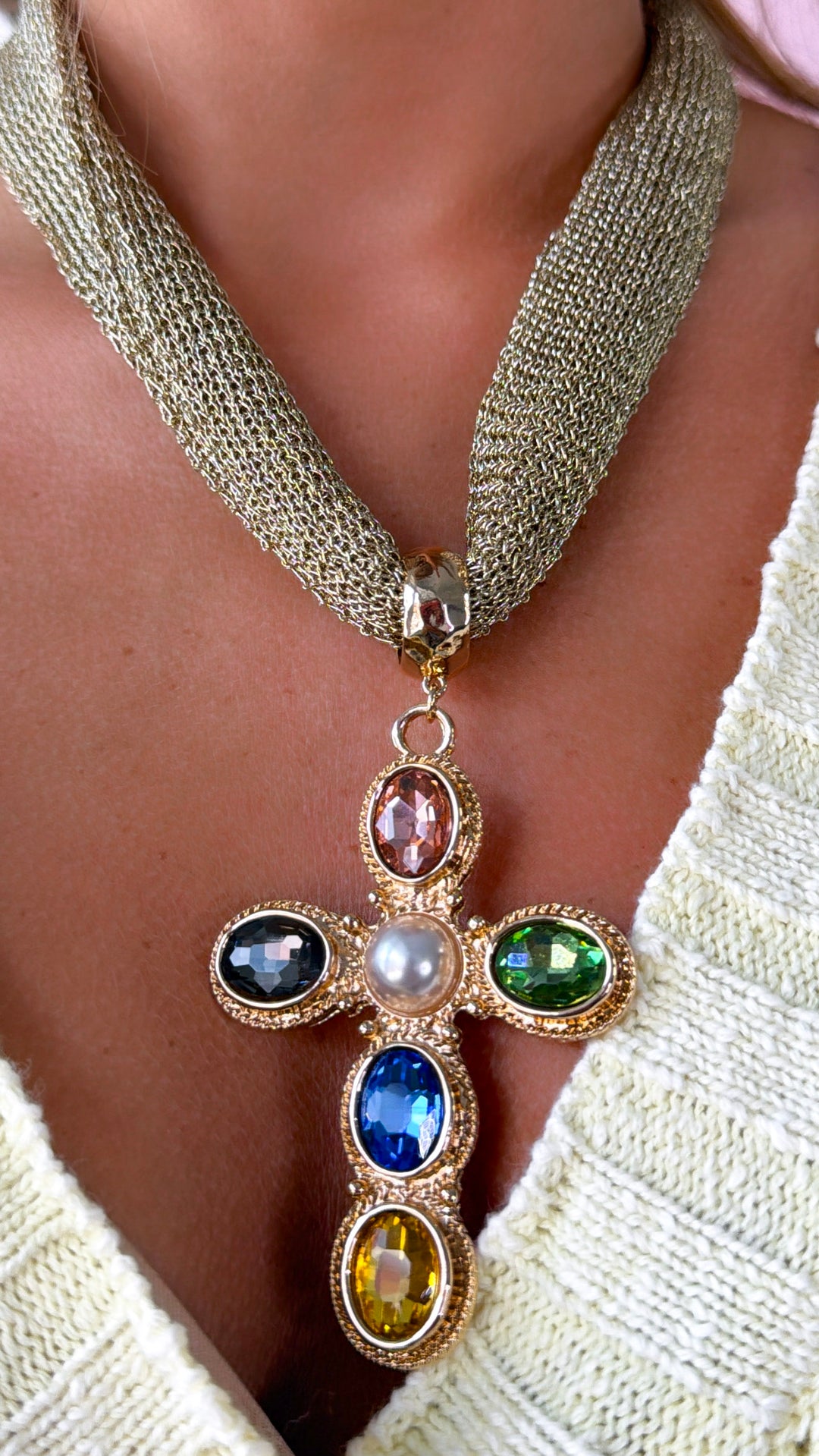 Cross Jeweled Necklace