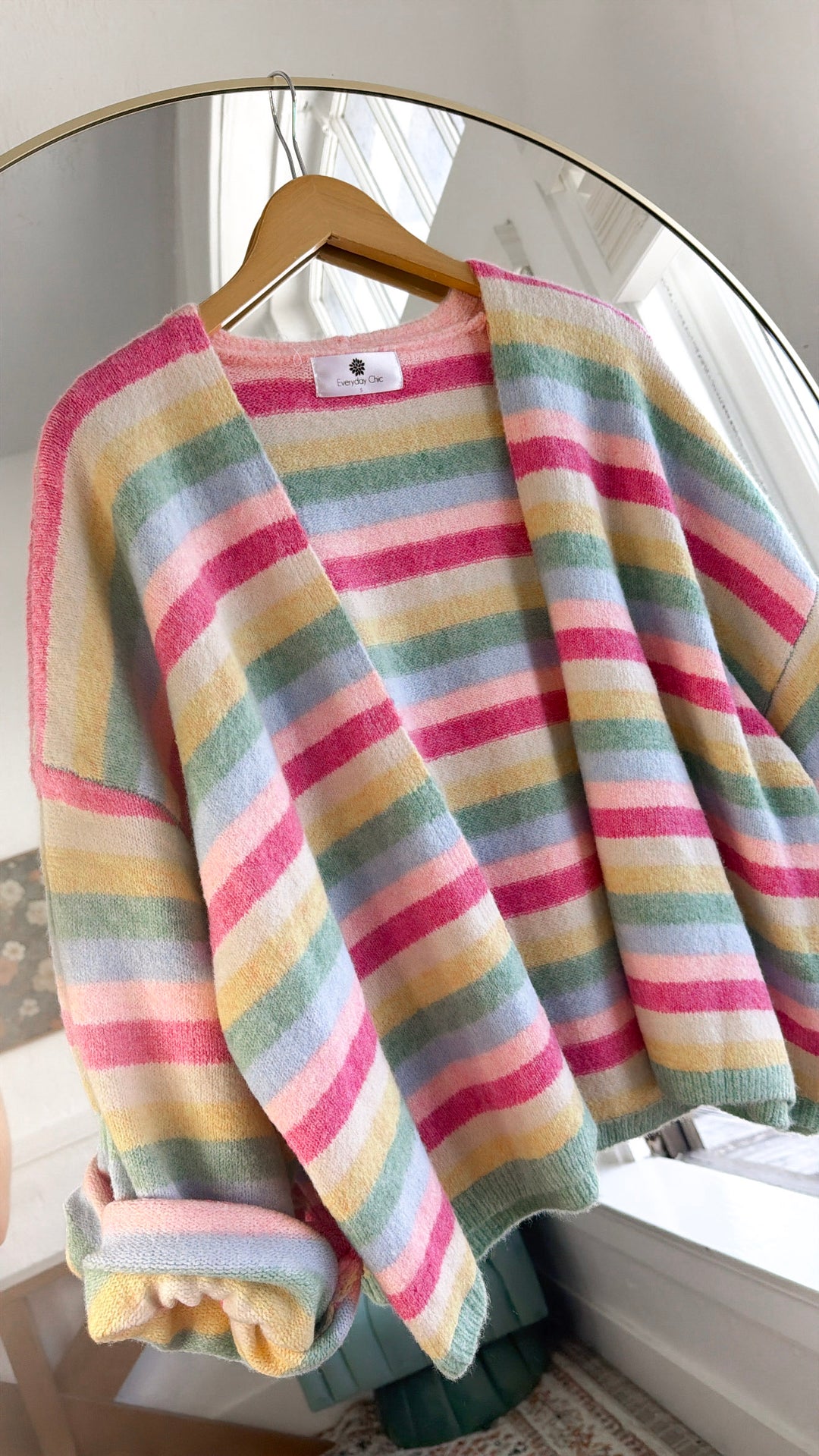 Sherbet Swirl Knit Cardigan, Mint/ Daisy
