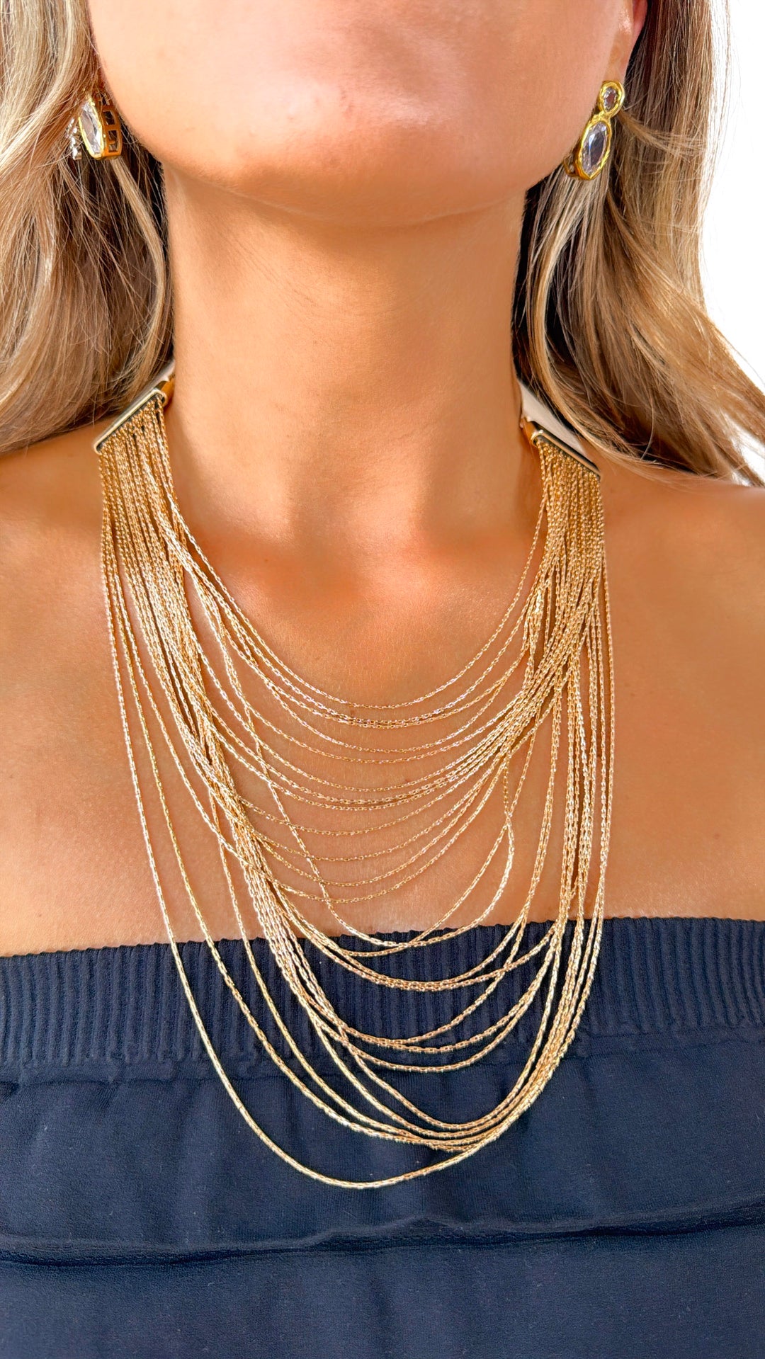 Thin Layer Bead Necklace, Gold