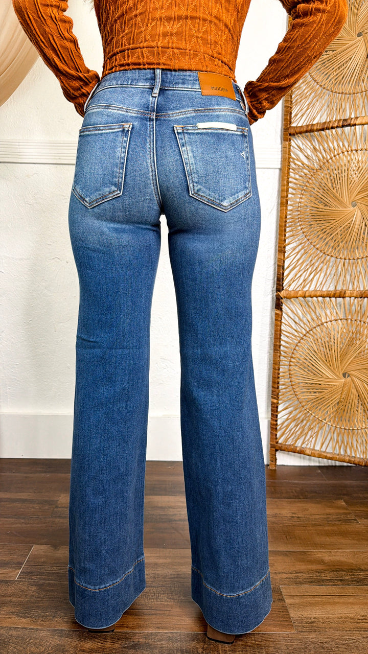 Ryan Pintuck Flare Jeans, Medium Dark
