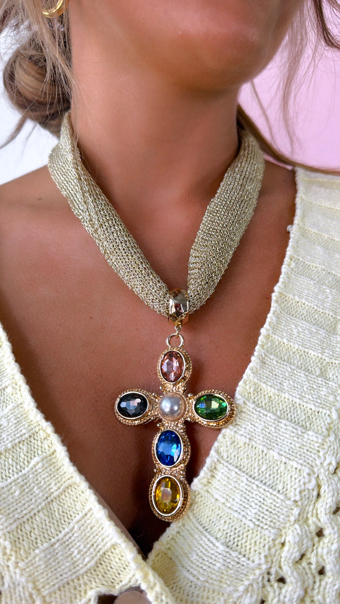 Cross Jeweled Necklace