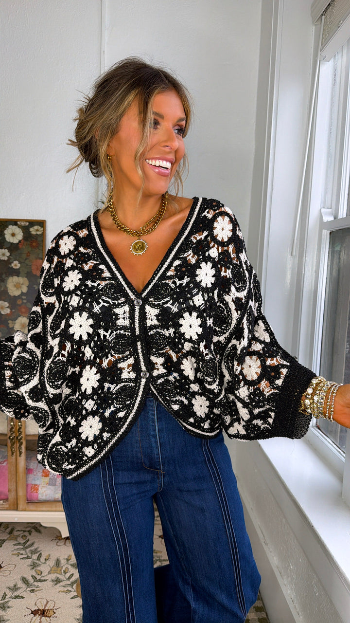 Classic Threads Knit Top, Black/Natural