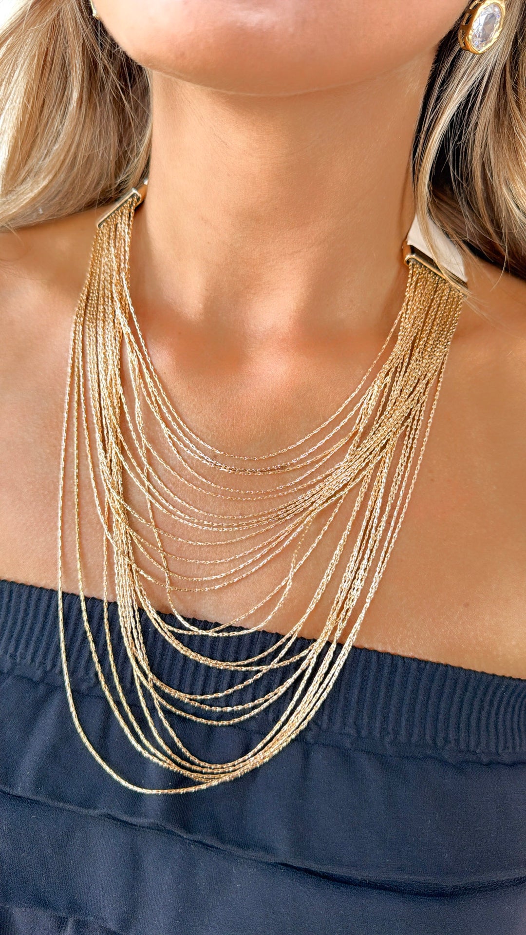 Thin Layer Bead Necklace, Gold
