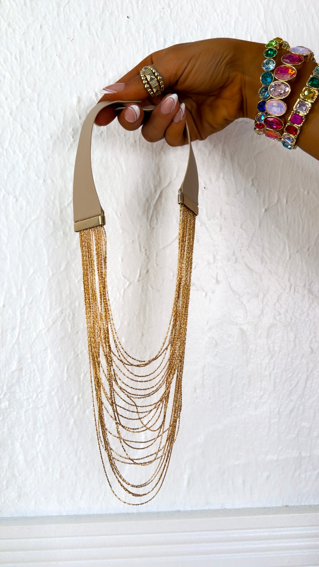 Thin Layer Bead Necklace, Gold