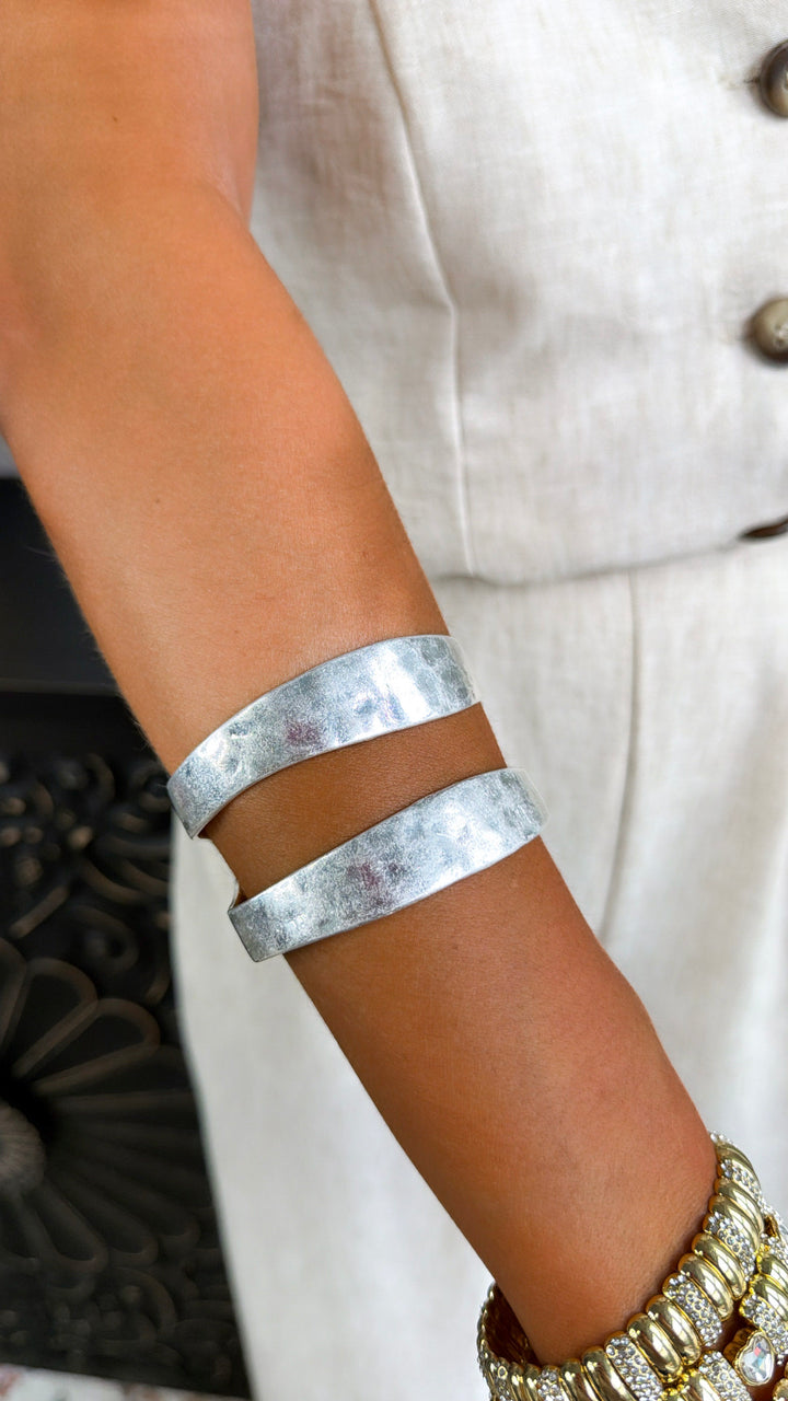 Hammered Arm Cuff, Silver