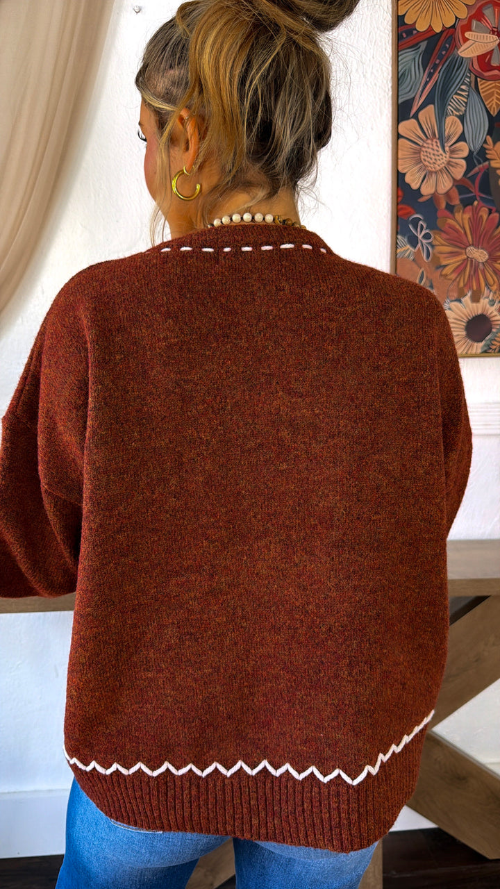 Gentle Springs Floral Pullover, Maple Red