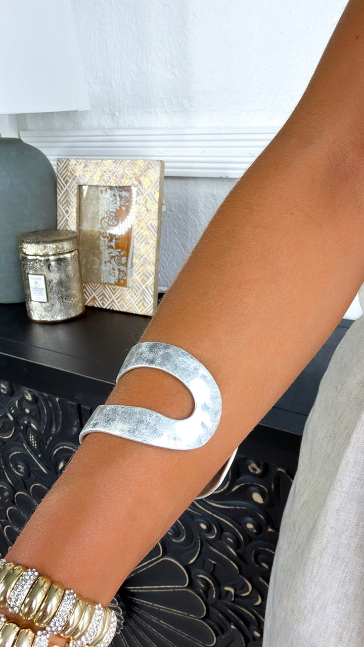 Hammered Arm Cuff, Silver