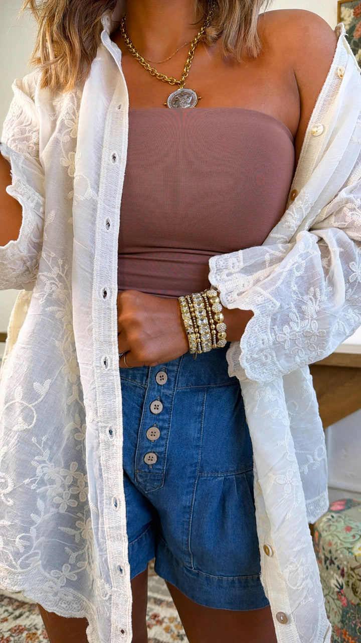 Umber Weave Button Up, Natural