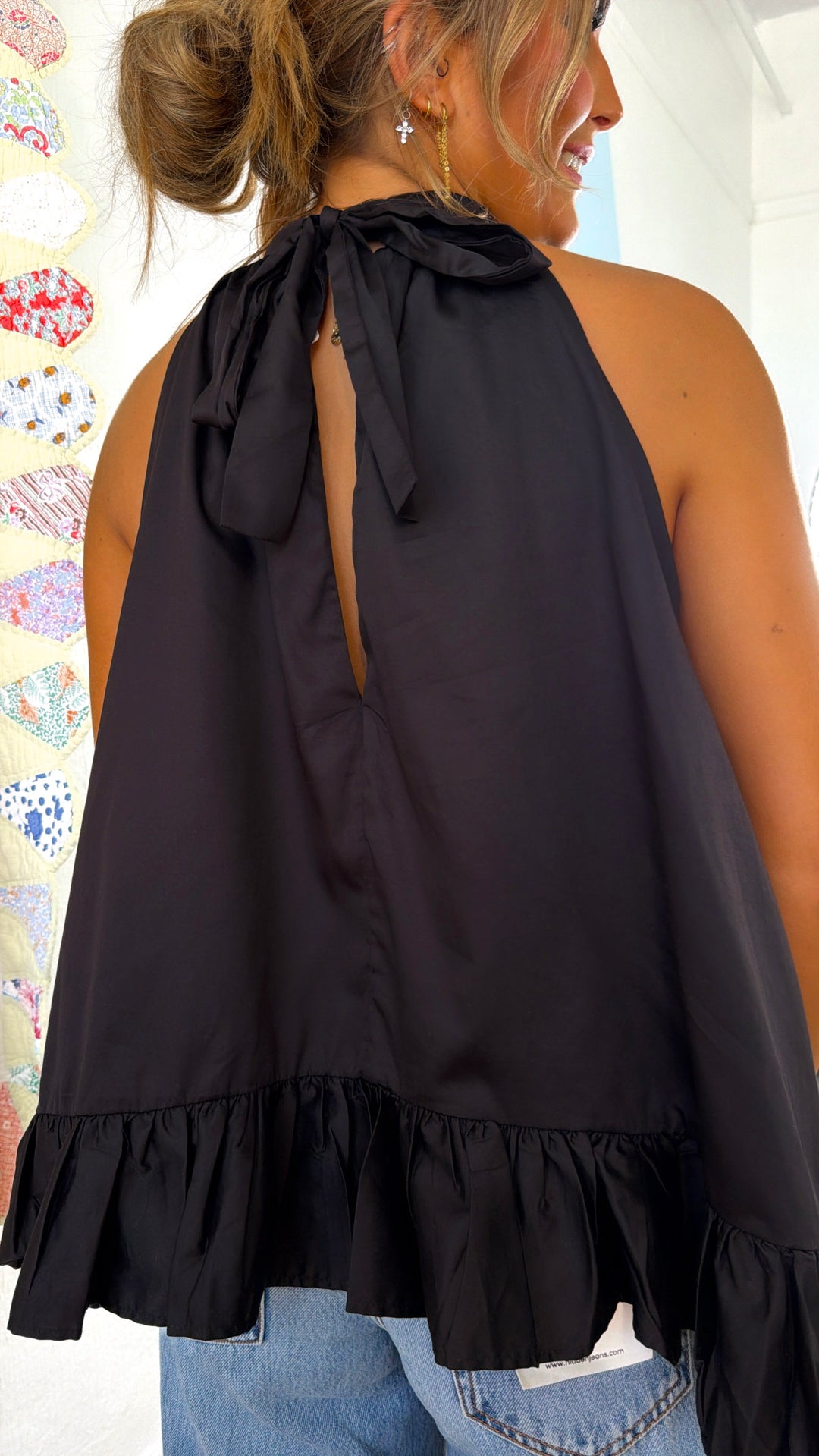 Halter Flow Top, Black