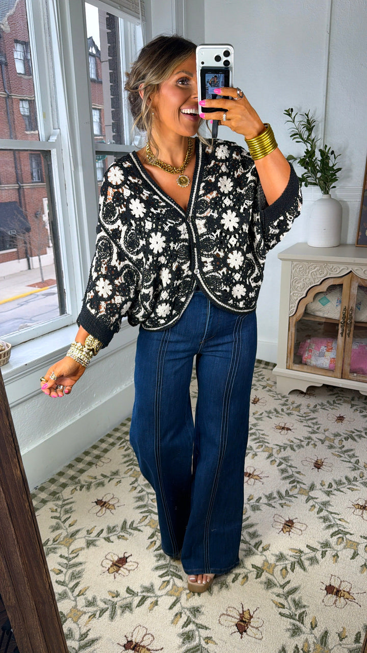 Classic Threads Knit Top, Black/Natural