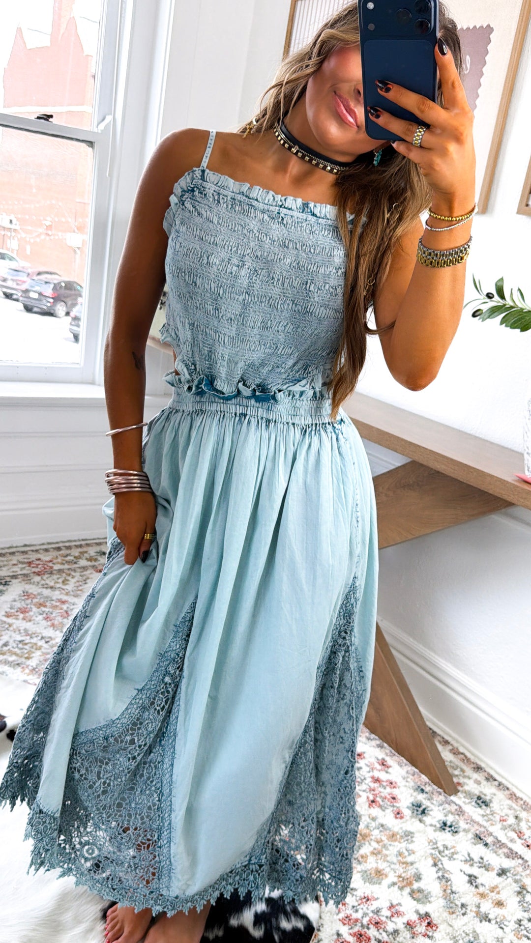 Whiskey & Wildflower Maxi dress, Denim Blue
