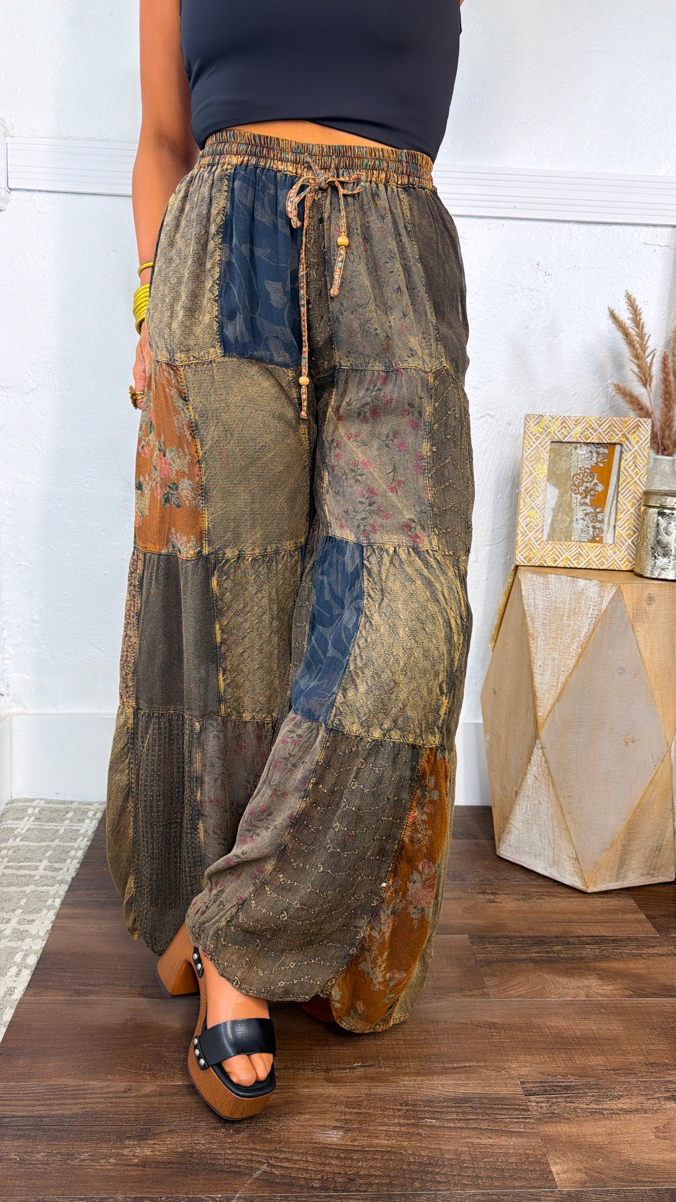 Mossy Path Patchwork Pant, Amber – Everyday Chic Boutique