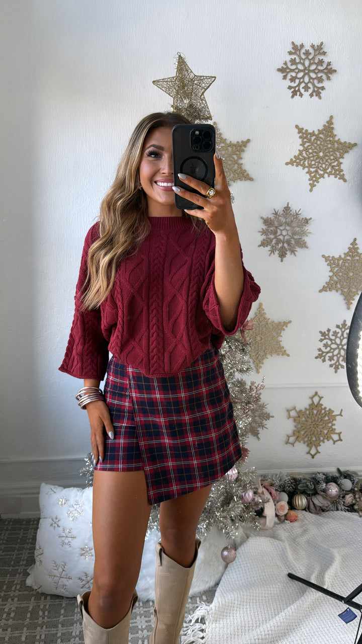 Winter Washed Knit Sweater, Burgundy