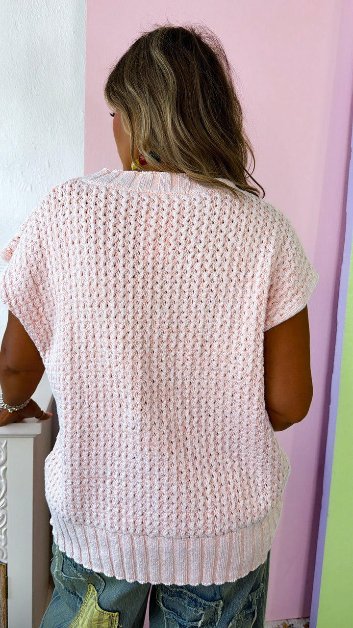 Collins Button Sweater Vest, Peach