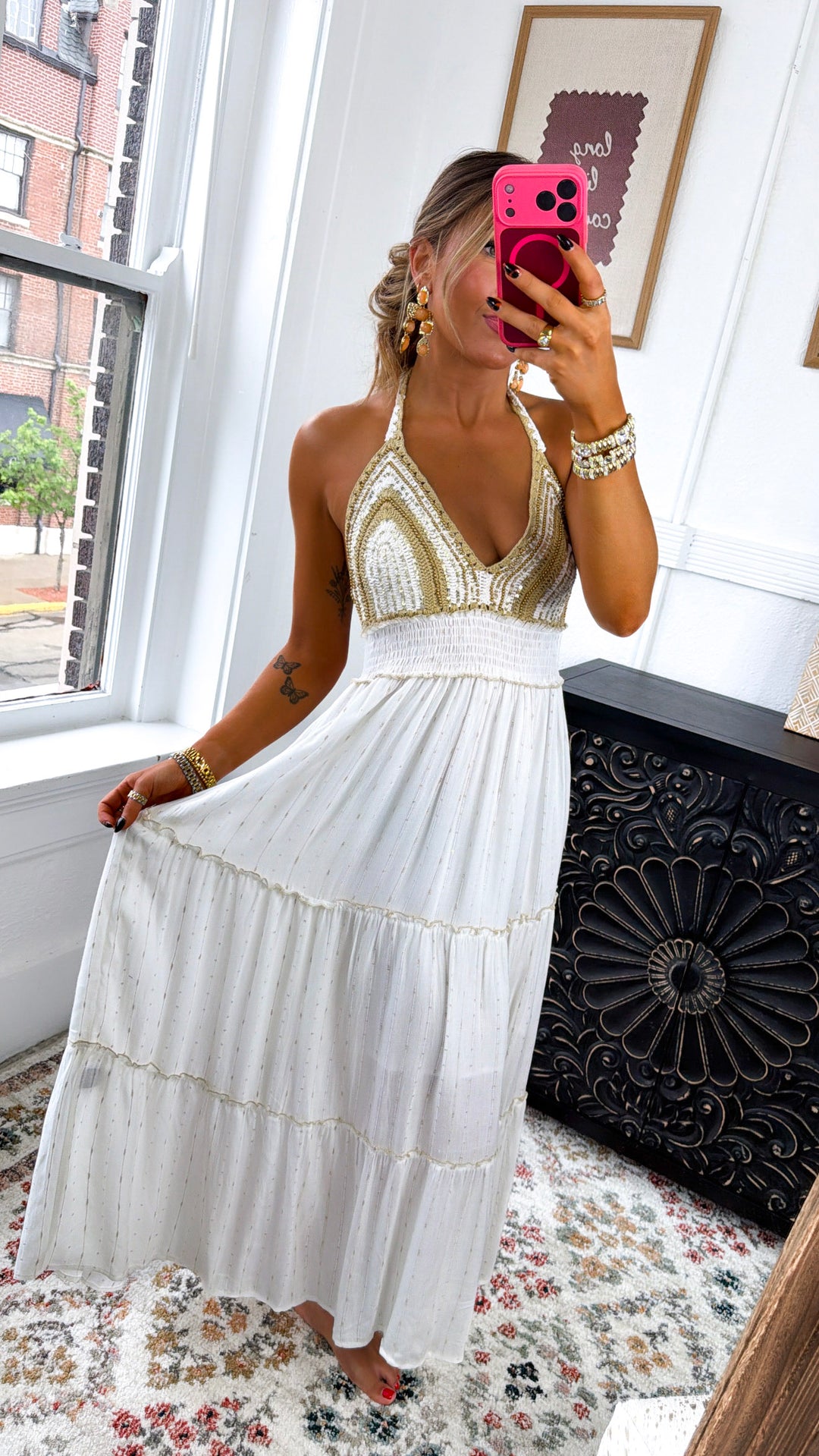Sun Washed Serenity Maxi Dress, Ivory Multi Everyday Chic Boutique Sun Washed Serenity Maxi Dress, Ivory Multi Everyday Chic Boutique