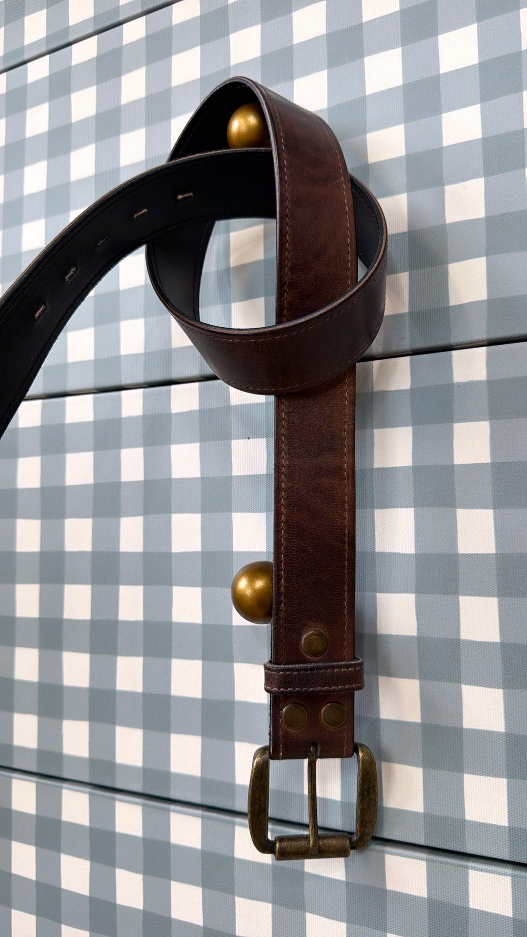 Meander Leather Belt, Teak Rustic