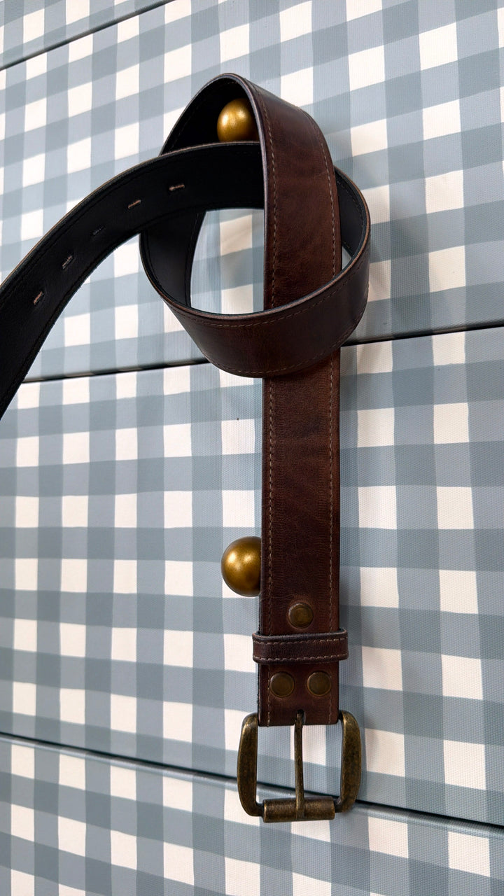 Meander Leather Belt, Teak Rustic