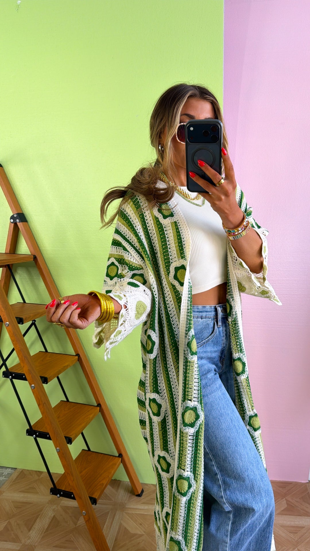 Lemon Lime Citrus Cardigan, Green Multi