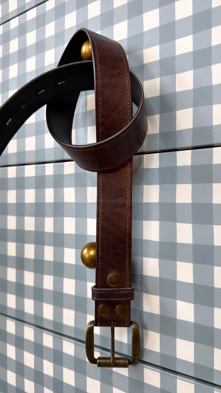 Meander Leather Belt, Teak Rustic