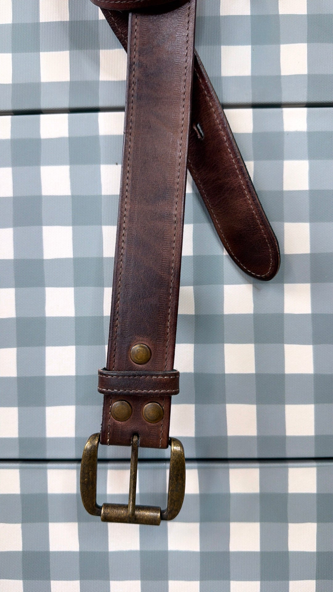 Meander Leather Belt, Teak Rustic