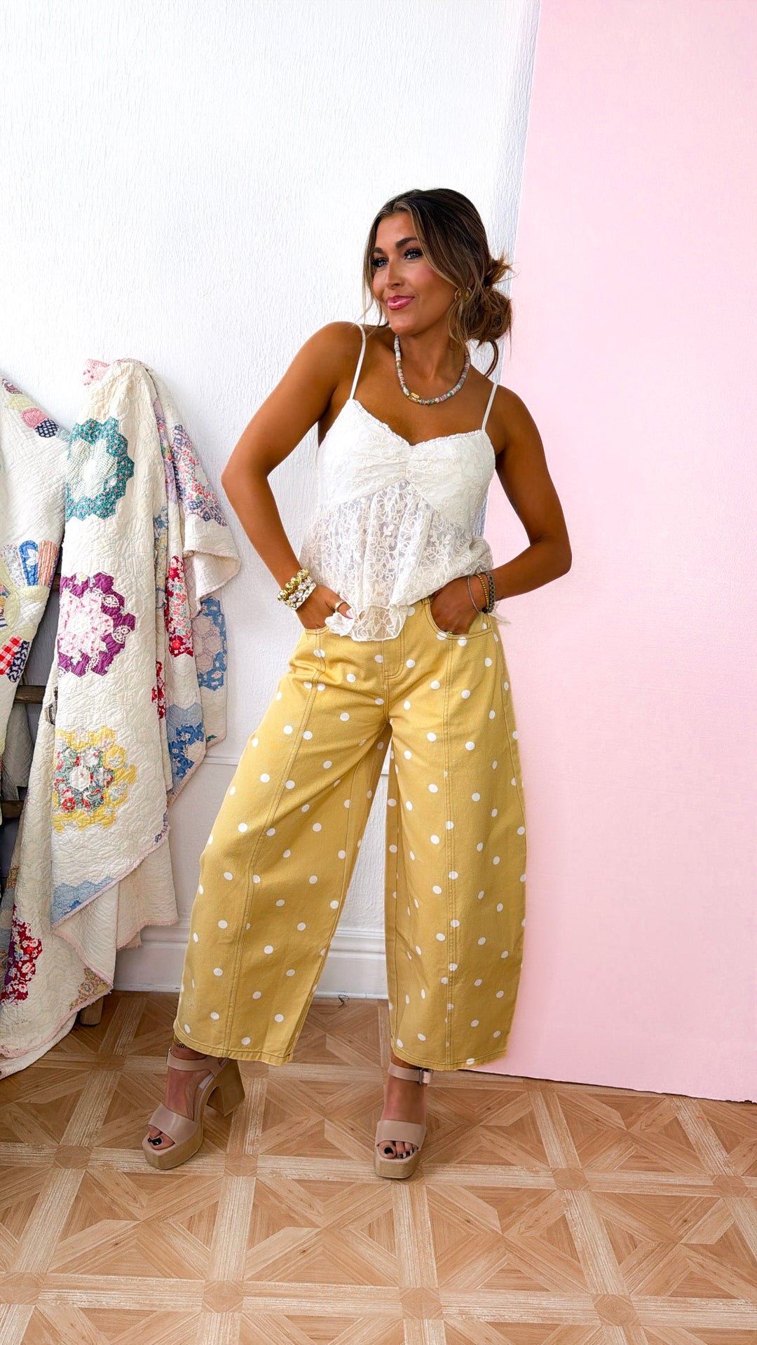 Drapey Lace Padded Tank Top,  Ecru