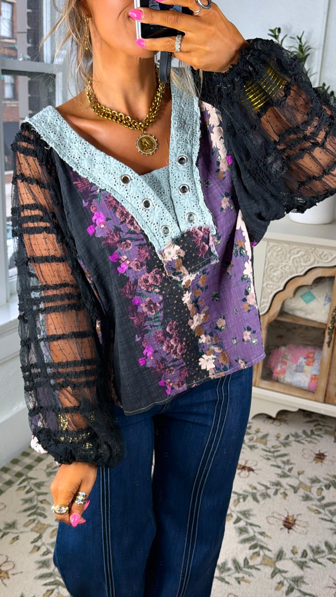 Sunset Sol Blouse, Black