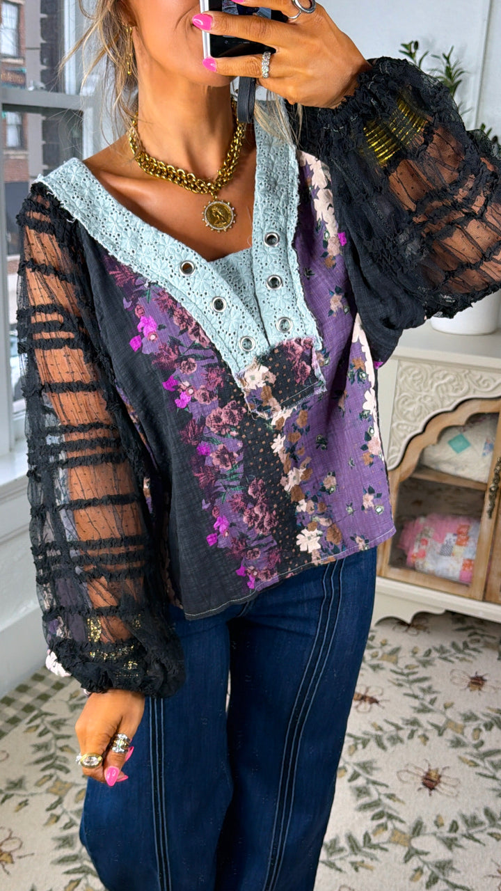 Sunset Sol Blouse, Black