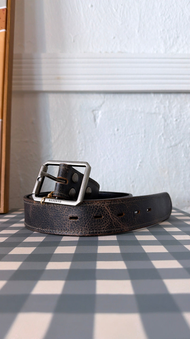 Bedstu Meander Leather Belt, Black Lux