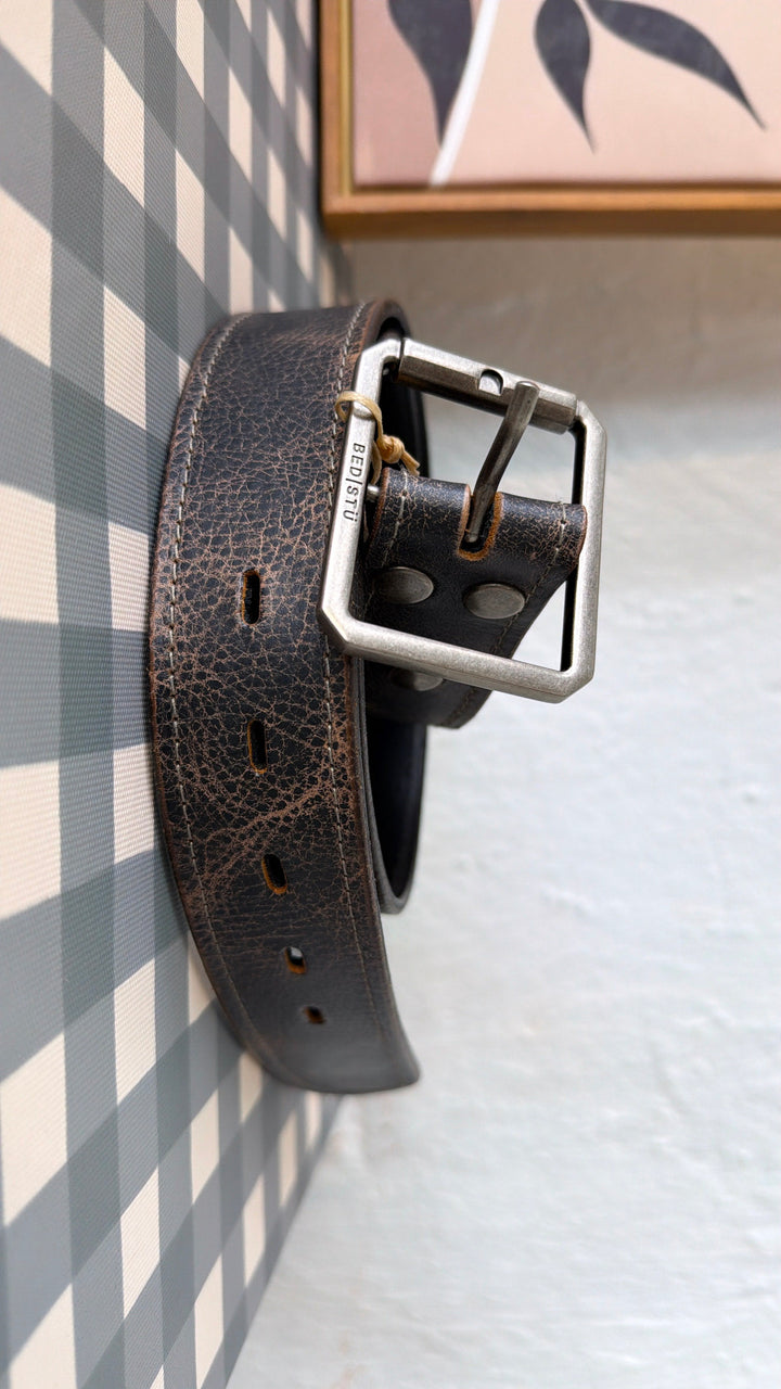 Bedstu Meander Leather Belt, Black Lux