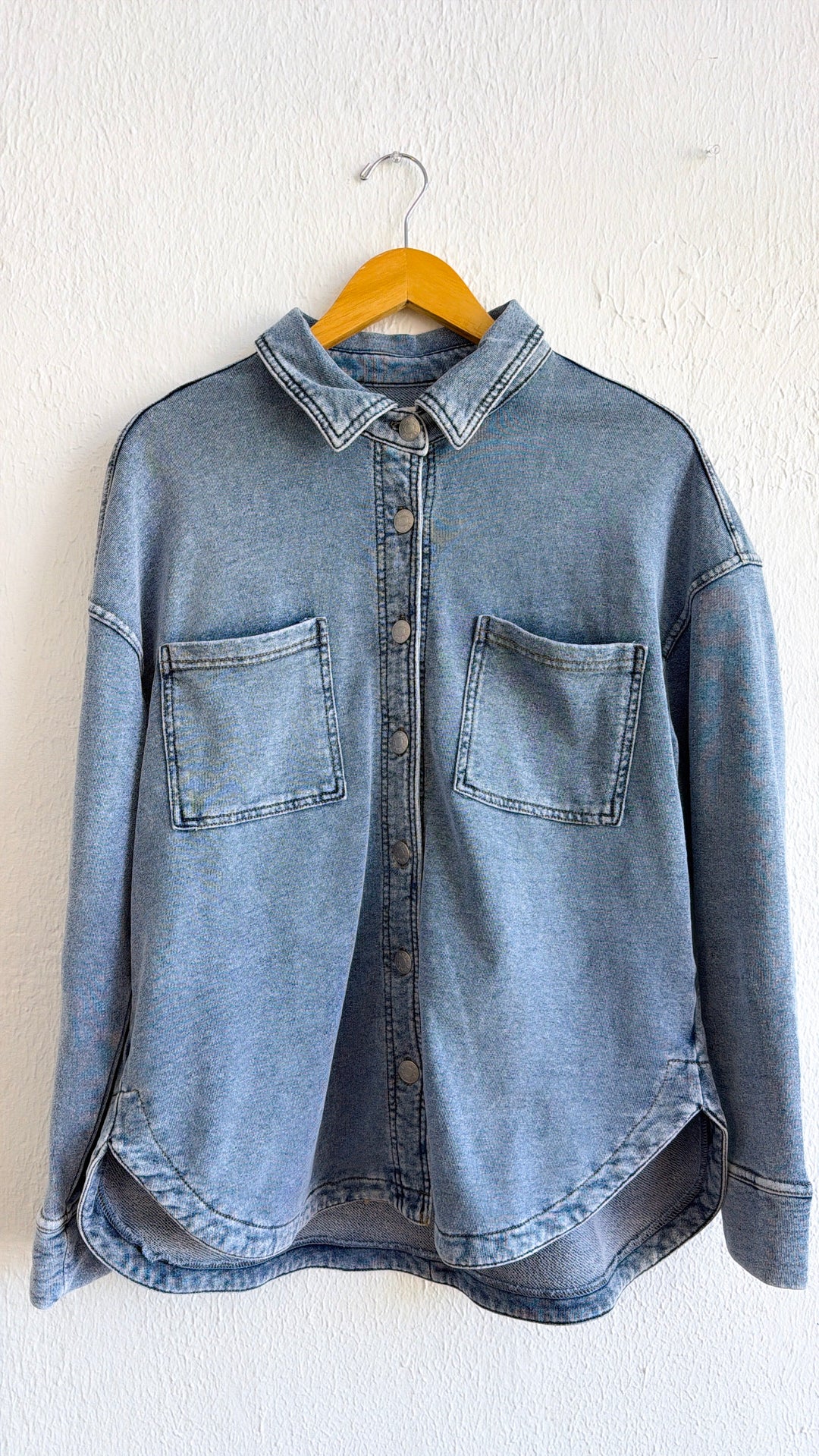 Washed Oversized Shacket, Lt.Denim