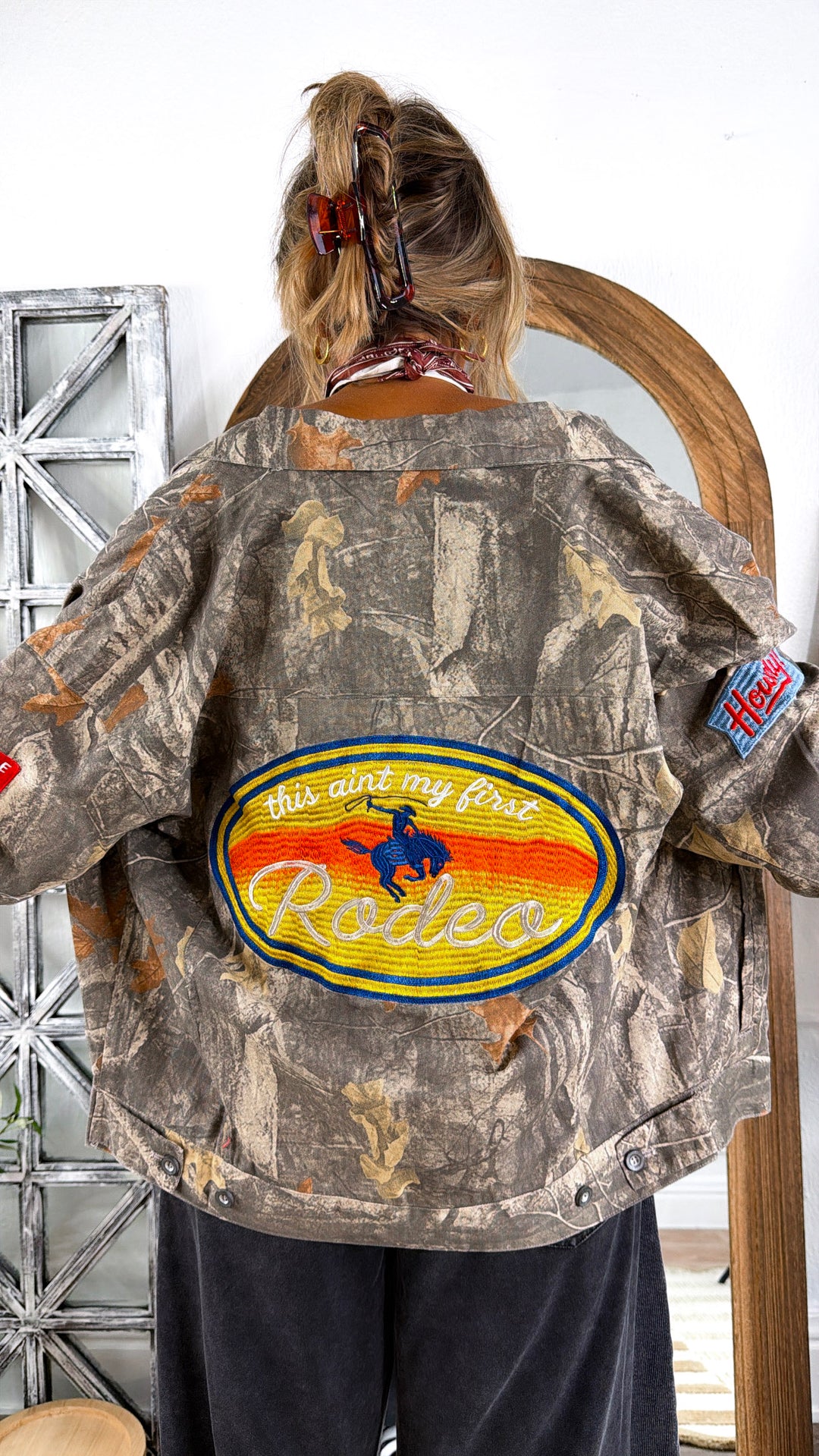 Camo Patch Oversized Jacket, Taupe