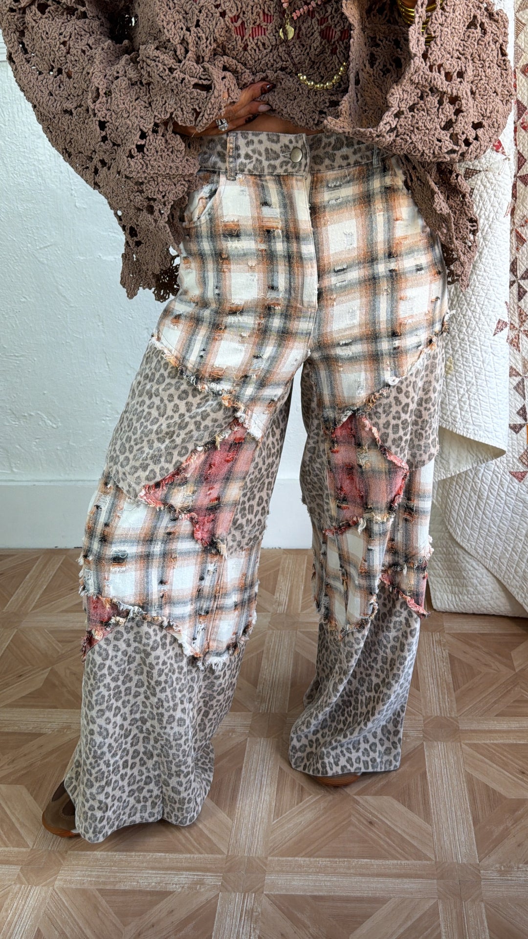 Waverly Bloom Patchwork Pant, Cream/Multi