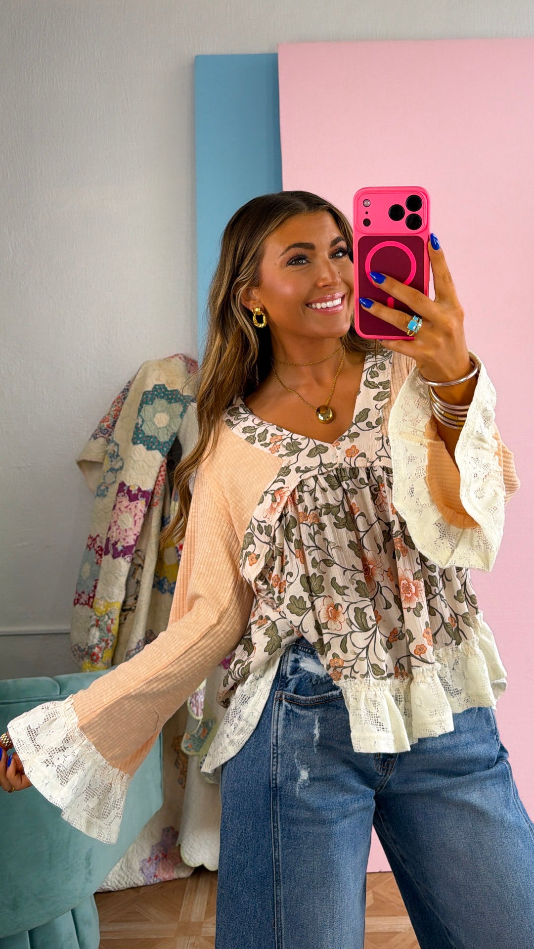 Marisol Wander Blouse, Coral Peach