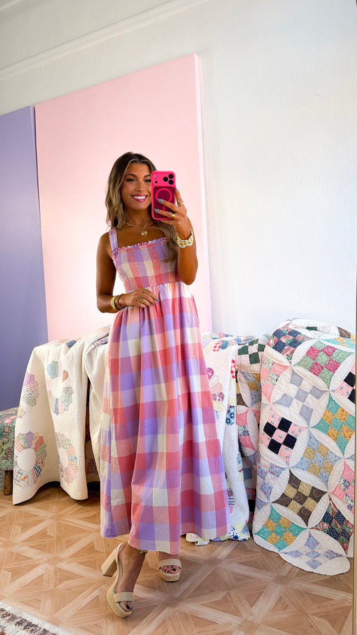 On The Outskirts Midi Dress, Pink Combo