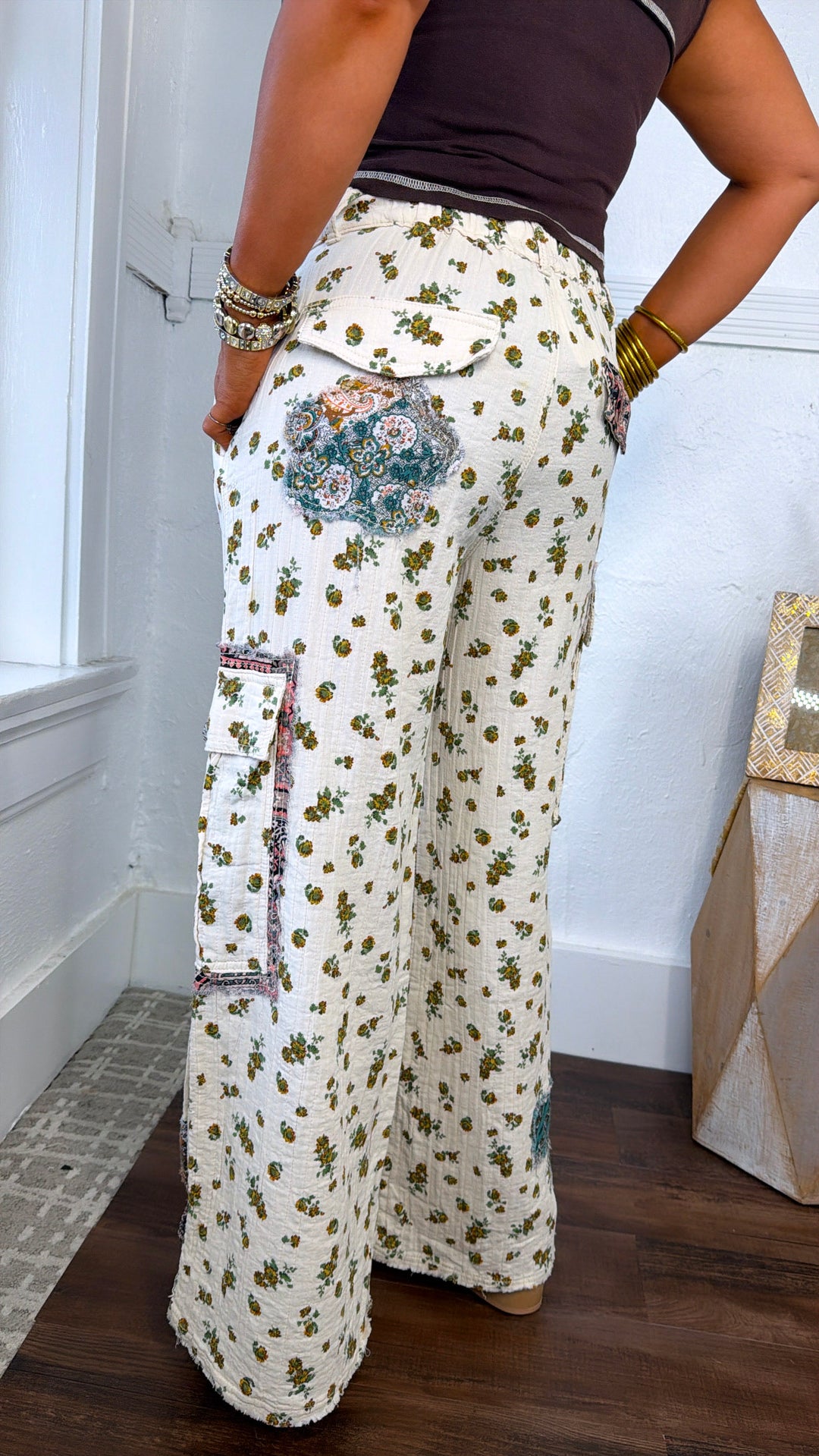 Painted Path Floral Pant, Natural Multi