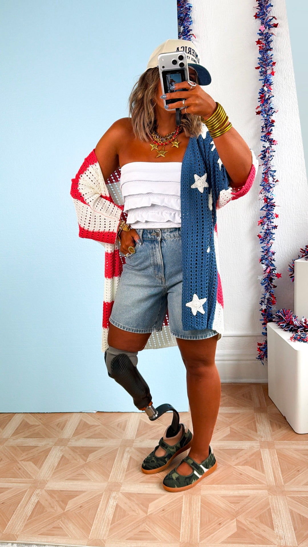 Shooting Stars Knit Cardigan, American Flag