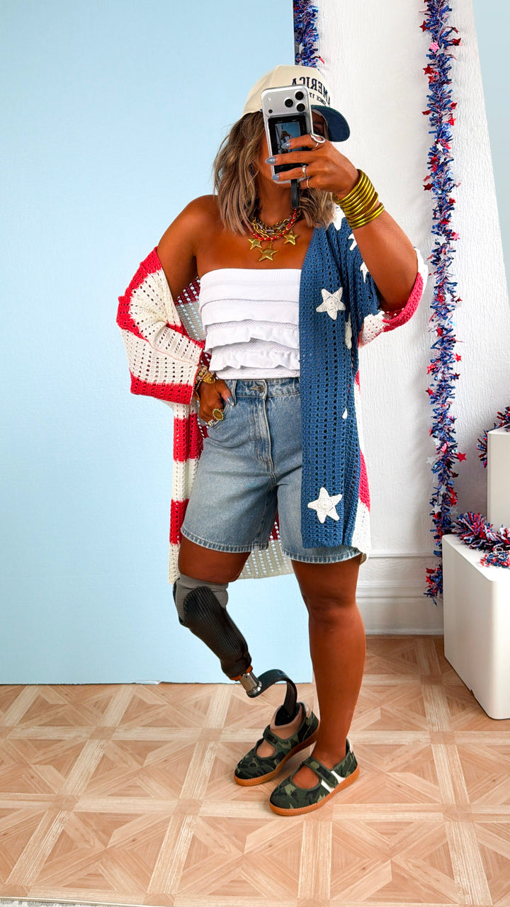 Shooting Stars Knit Cardigan, American Flag