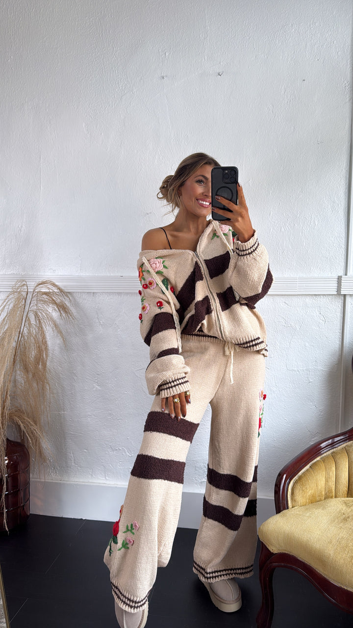 Flower Petal Pant, Mocha Multi