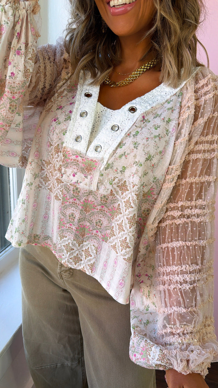 Sunset Sol Blouse, Soft Pink