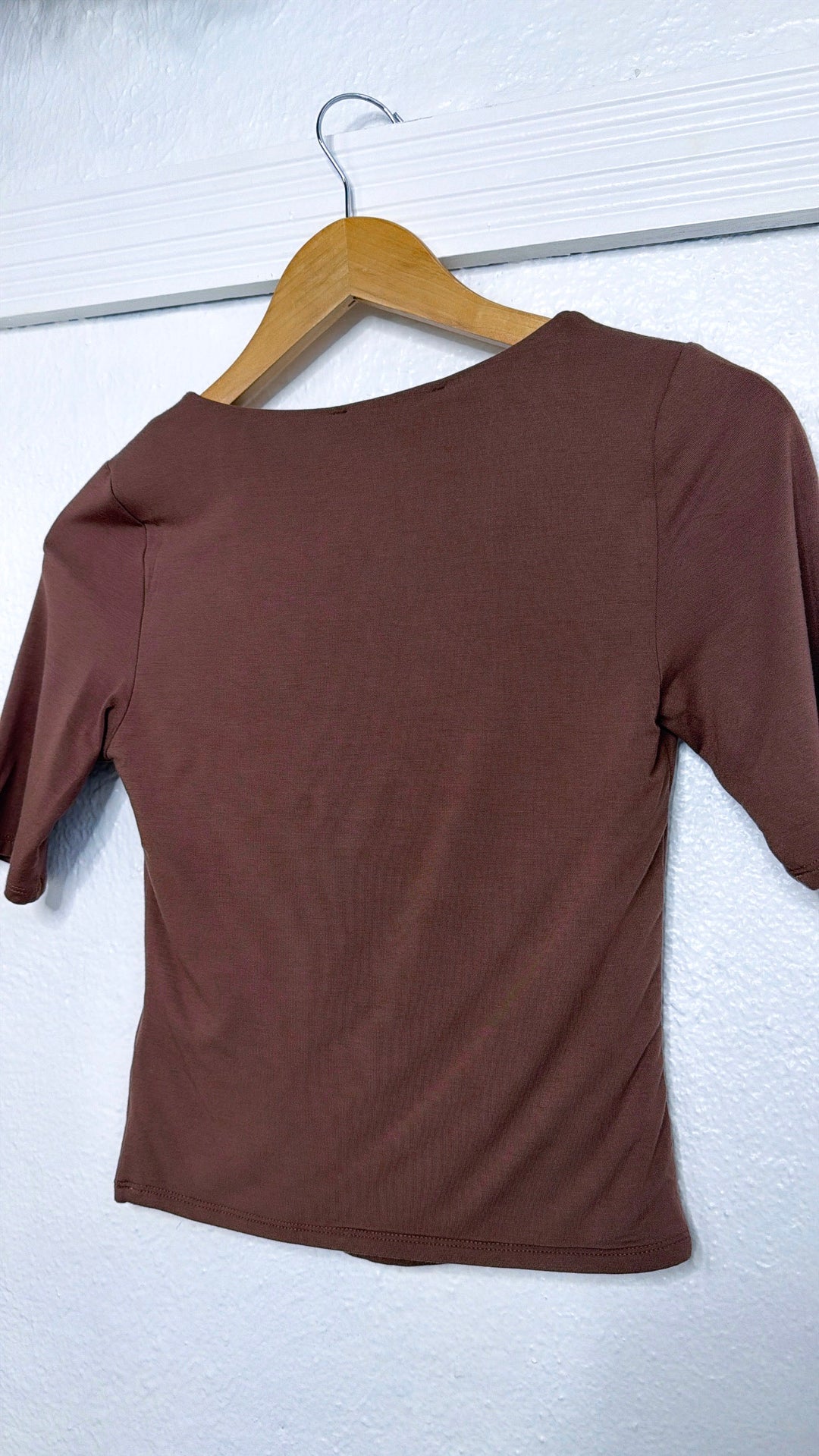 Double Layered 3/4th Sleeve Tee, Dark Brown