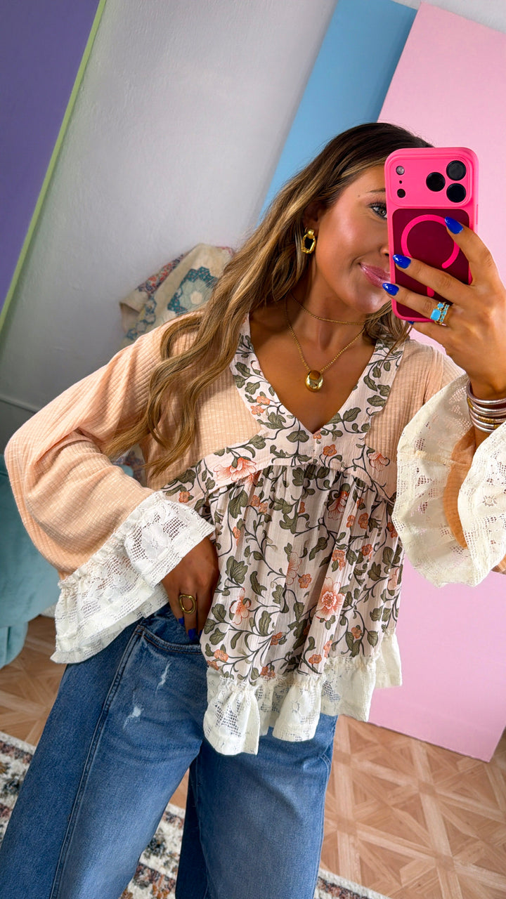 Marisol Wander Blouse, Coral Peach