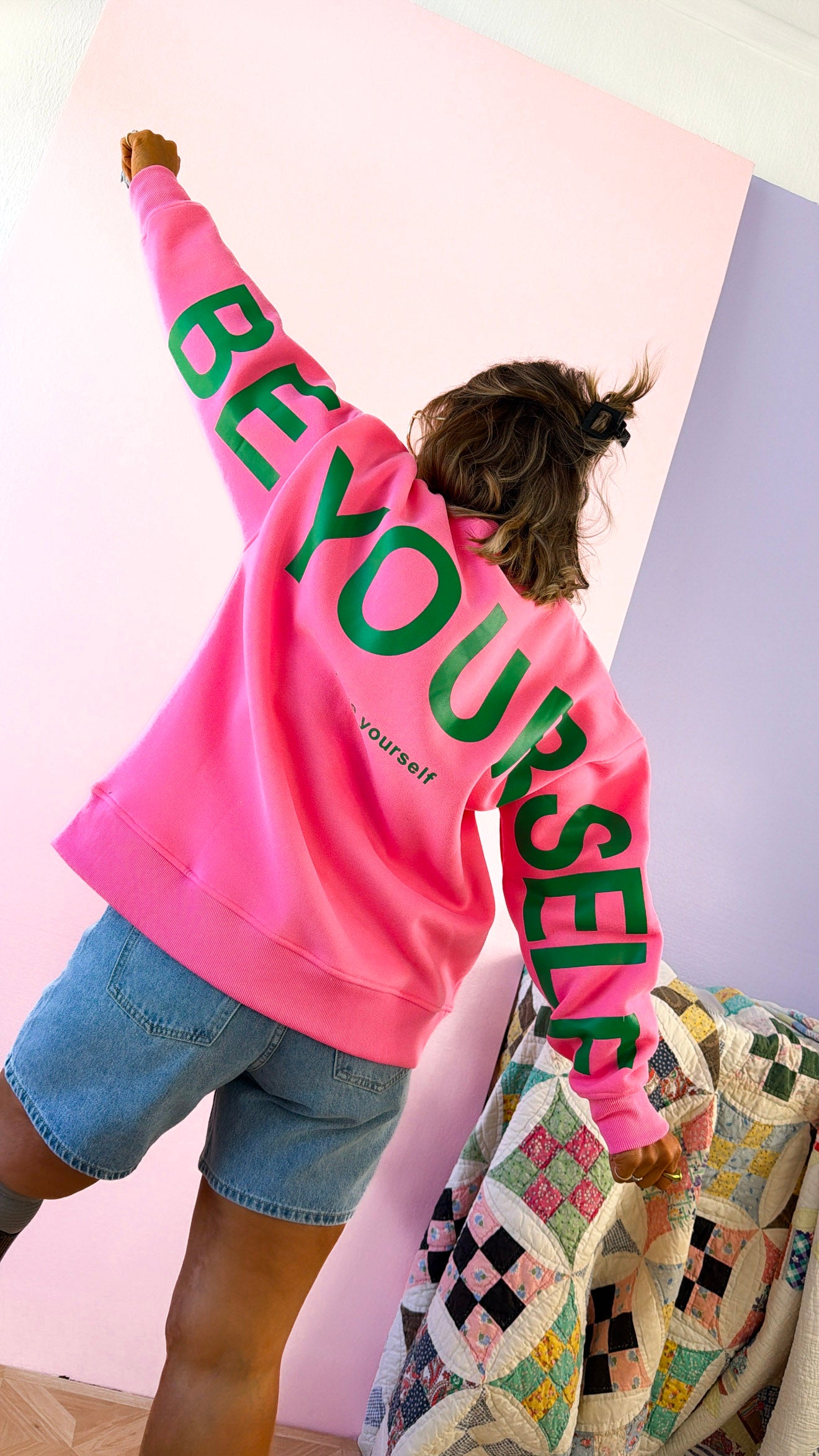 Love Yourself Oversized Crewneck, Pink/Green – Everyday Chic Boutique