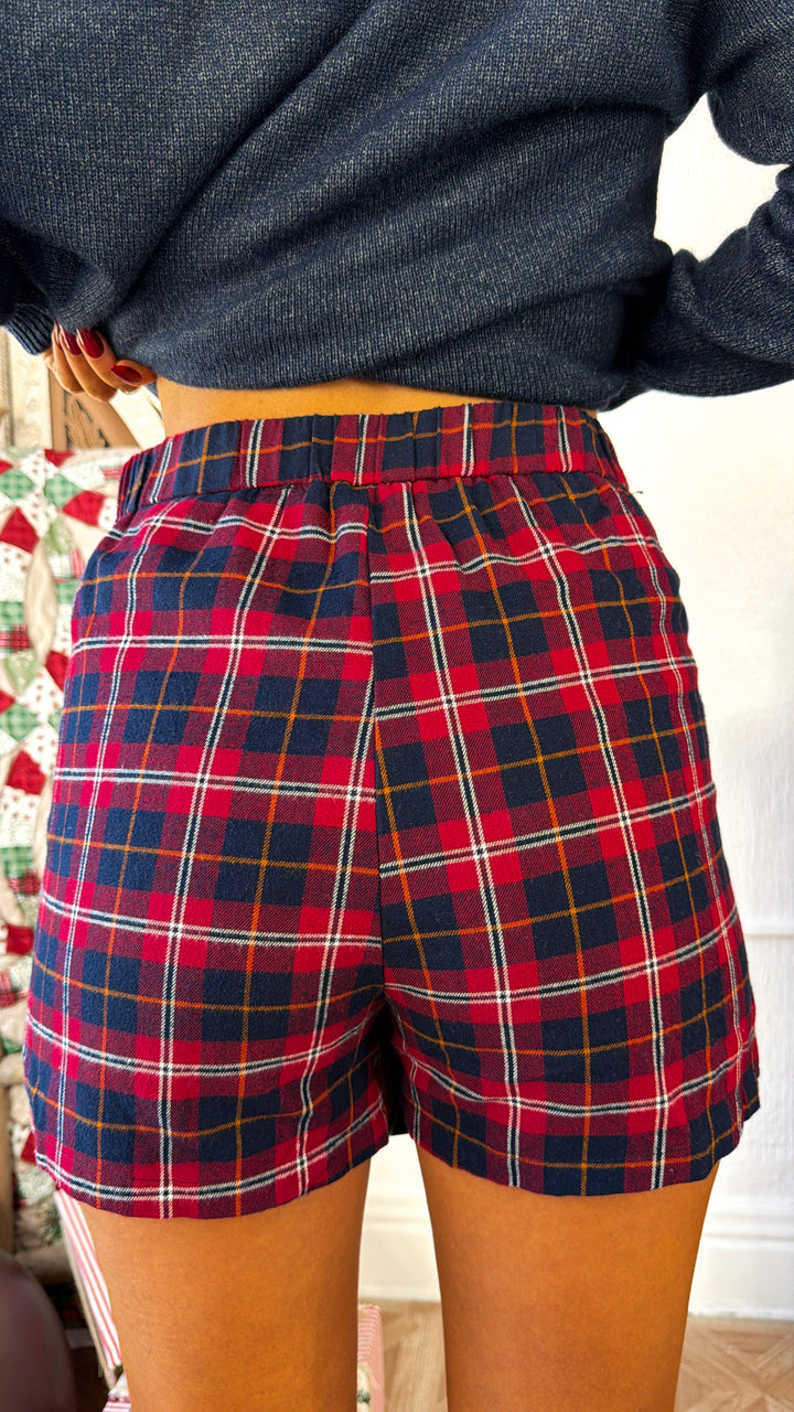 Winter Waltz Plaid Skort, Red/Navy