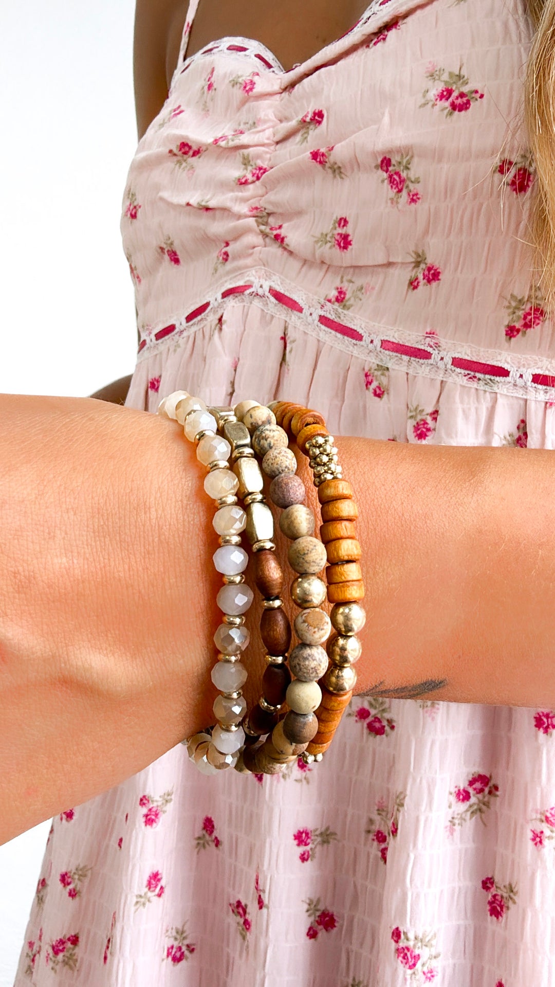 Luna Bracelet Stack, Zebra/WG