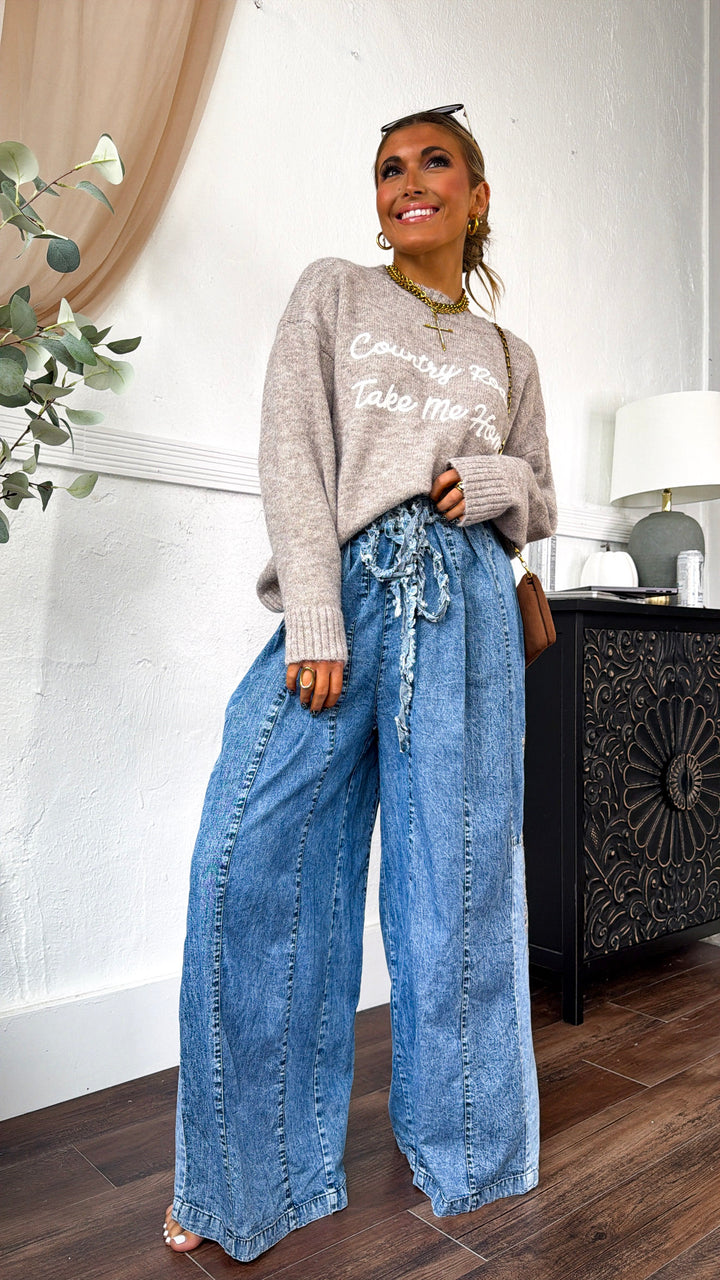 Little Detail Relaxed Pants, Denim Reg