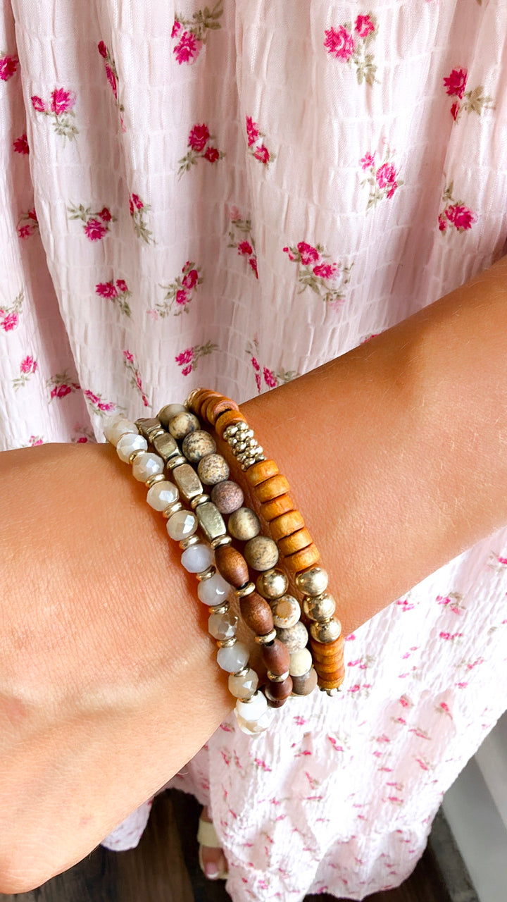 Luna Bracelet Stack, Zebra/WG